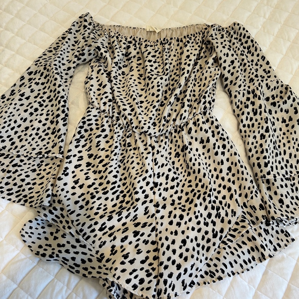 Leopard Print Off-Shoulder Romper